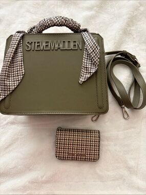 Steve Madden Olive Green Structured Top-Handle Satchel